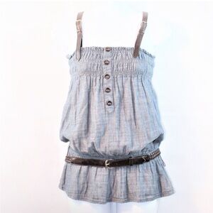 Mustard Seed Chambray Sleeveless Shirred Top
